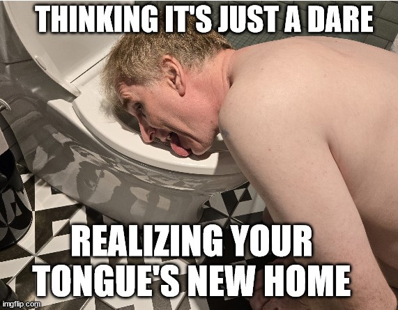 Justin Lynn Smith 4 A male submissive licking a toilet for humiliation.