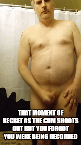Public Humiliation Captions 12 Gay male BSDSM slave standing naked and jacking off with cum shot.