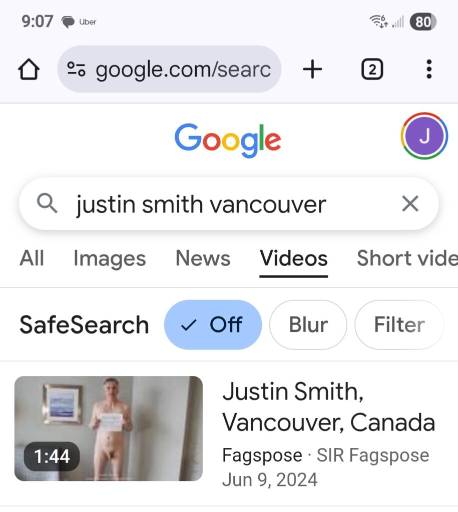 1 Year on Fagspose 2 1 Year on Fagspose: Screenshot from google showing video of Justin Smith from Vancouver.