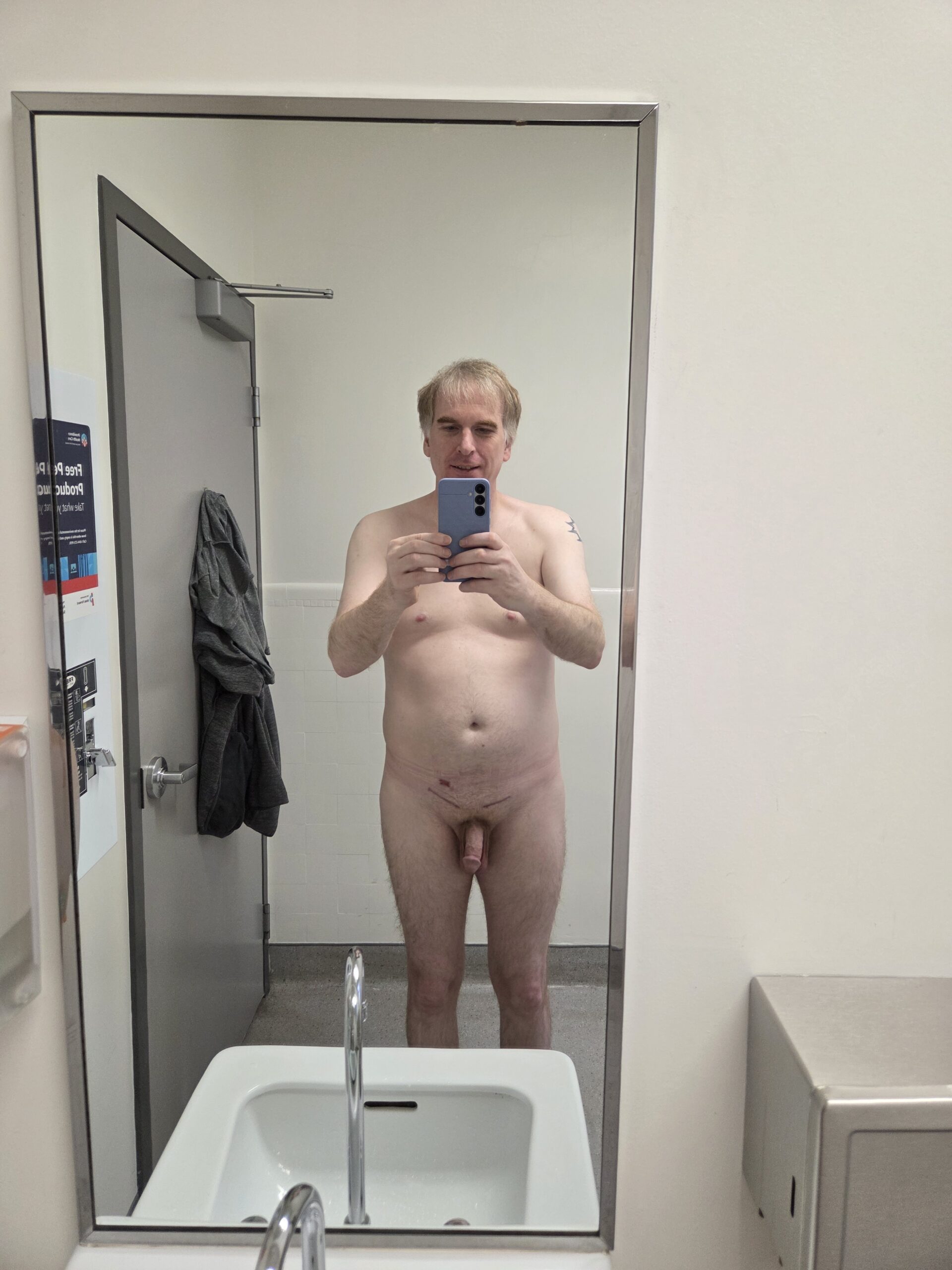 Naked Selfie In Public Bathroom